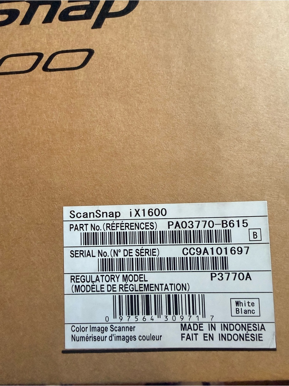 *SEALED* ScanSnap iX1600 Color Image Scanner - White